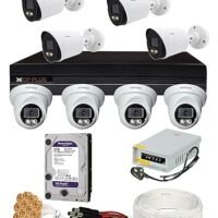 CP Plus 2.4 MP Guard+ Colorful Vision in Night 8 Camera Combo Kit with (8Ch DVR, 4 Dome Cameras, 4 Bullet Cameras, 2TB HDD, Power Supply, 90Mtr Cable, Connectors) CCTV Security Camera Set